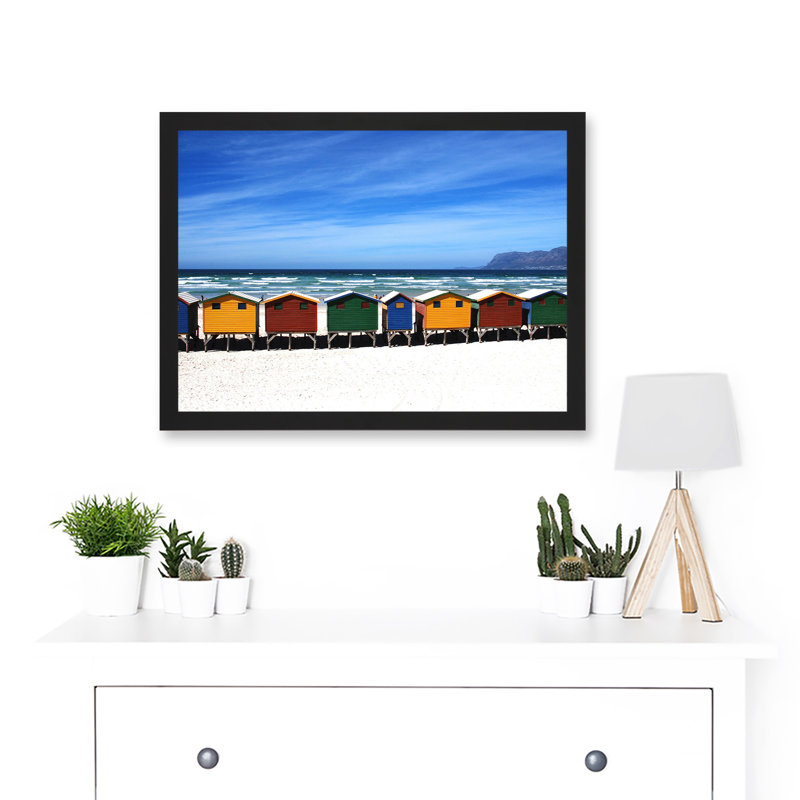 Photo Bright Painted Beach Huts Ocean England UK - Single Picture Frame Art Prints