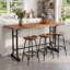 Table de bar haute en bois massif de 160 cm (62,99 po) avec cadre en métal robuste