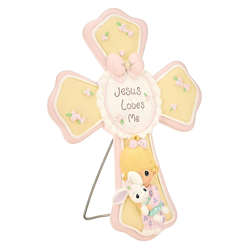 Figurine Precious Moments Jesus Loves Me Girl tenant un lapin en croix 7,28 pouces