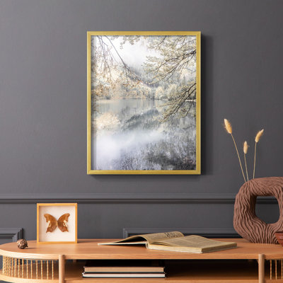 Misty Lake Framed Print - Solid Wood