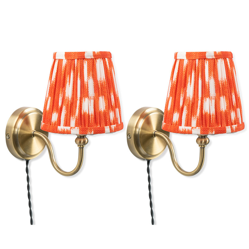 Folse Plug-in Swing Arm Sconce, Antique Brass, Orange, Yes