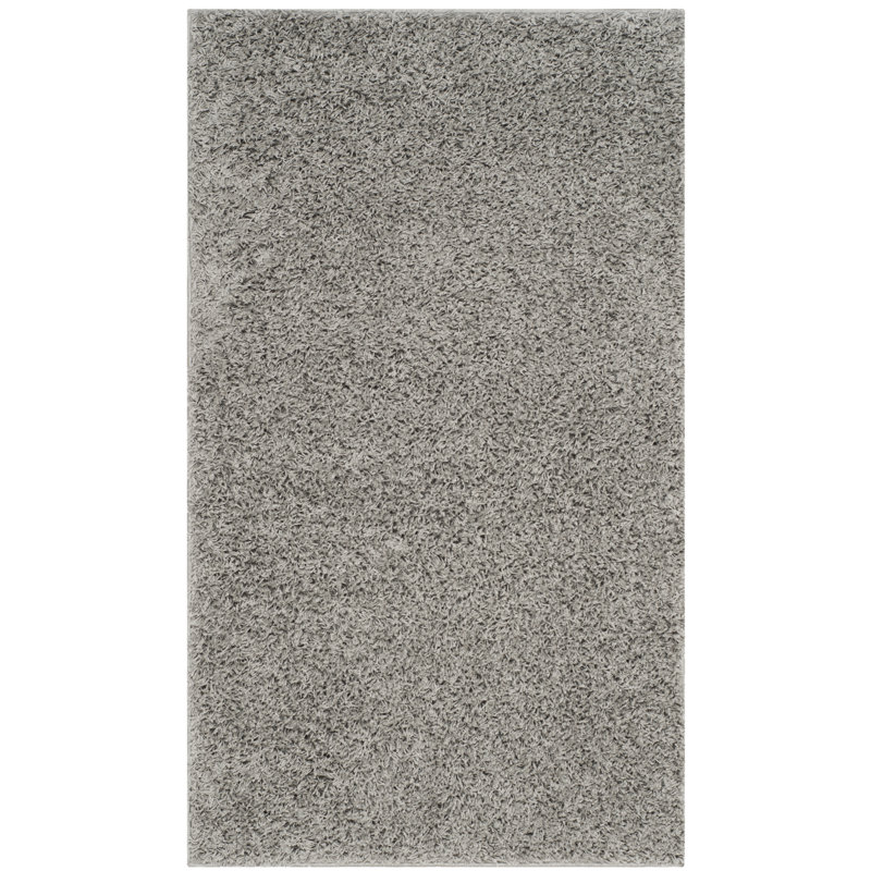 Ashleigh-Marie Solid Color Machine Woven Polypropylene Area Rug in Light Gray, Rectangle 3' x 5'