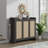 Chada 30 Pair Rattan Shoe Storage Cabinet With 3 Doors And Adjustable Shelves-1952427152