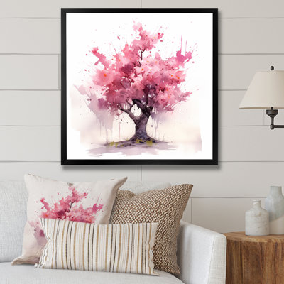 «Pink Blossoming Tree Watercolor Bliss I», reproduction sur toile