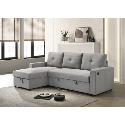 Ceillo Fabric Sectional in Light Grey
