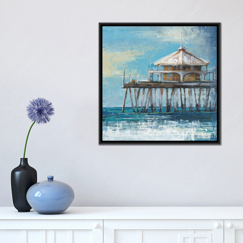 « boardwalk pilier », reproduction sur toile, H 37 po x l 37 po x P 1,5 po, Toile avec cadre noir, Pas de tapis