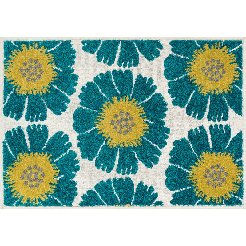 Tapis ivoire/bleu Laudenslager, Rectangle 1 pi 8 pi x 5 pi
