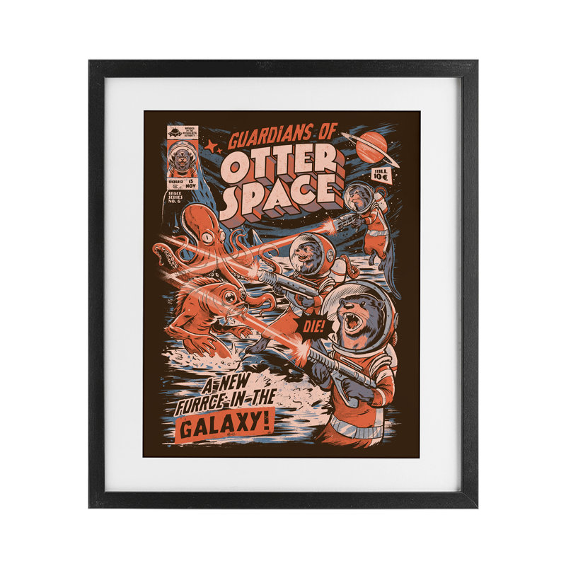 Gardiens de l'espace loutre, reproduction rétro encadrée sous verre, design par EduEly Designs, H 21 po x l 17 po