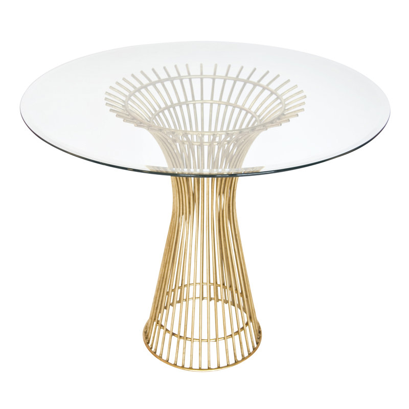 Powell Glass End Table, 29" H x 42" D x 42" W, Gold