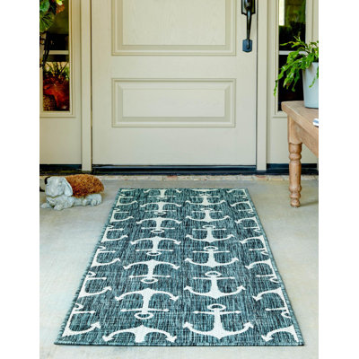 Glidden Rectangle Geometric Polypropylene Plastic Rug
