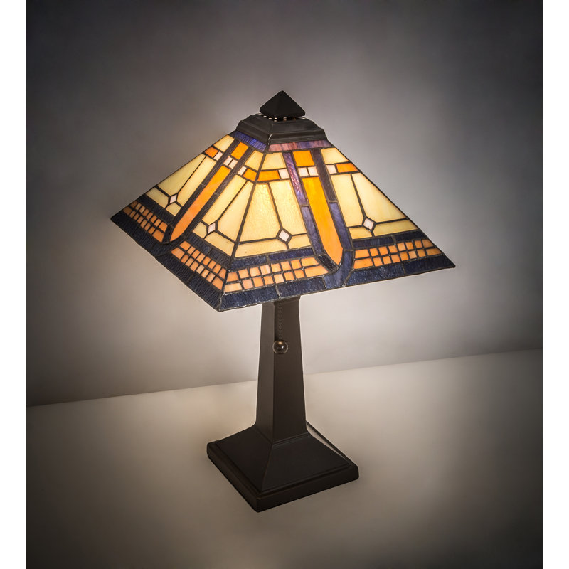 Sierra Prairie Mission 16" Stained Glass Bronze Table Lamp