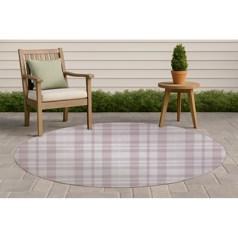 Tapis d'extérieur antidérapant Gen Plaid, Rond 5 pi