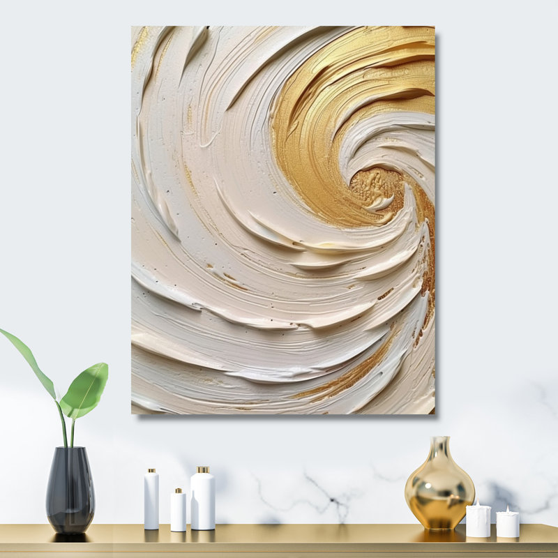 Or éternel tourbillon IV - spirales abstraites, impression sur métal, H 20 po x l 12 po