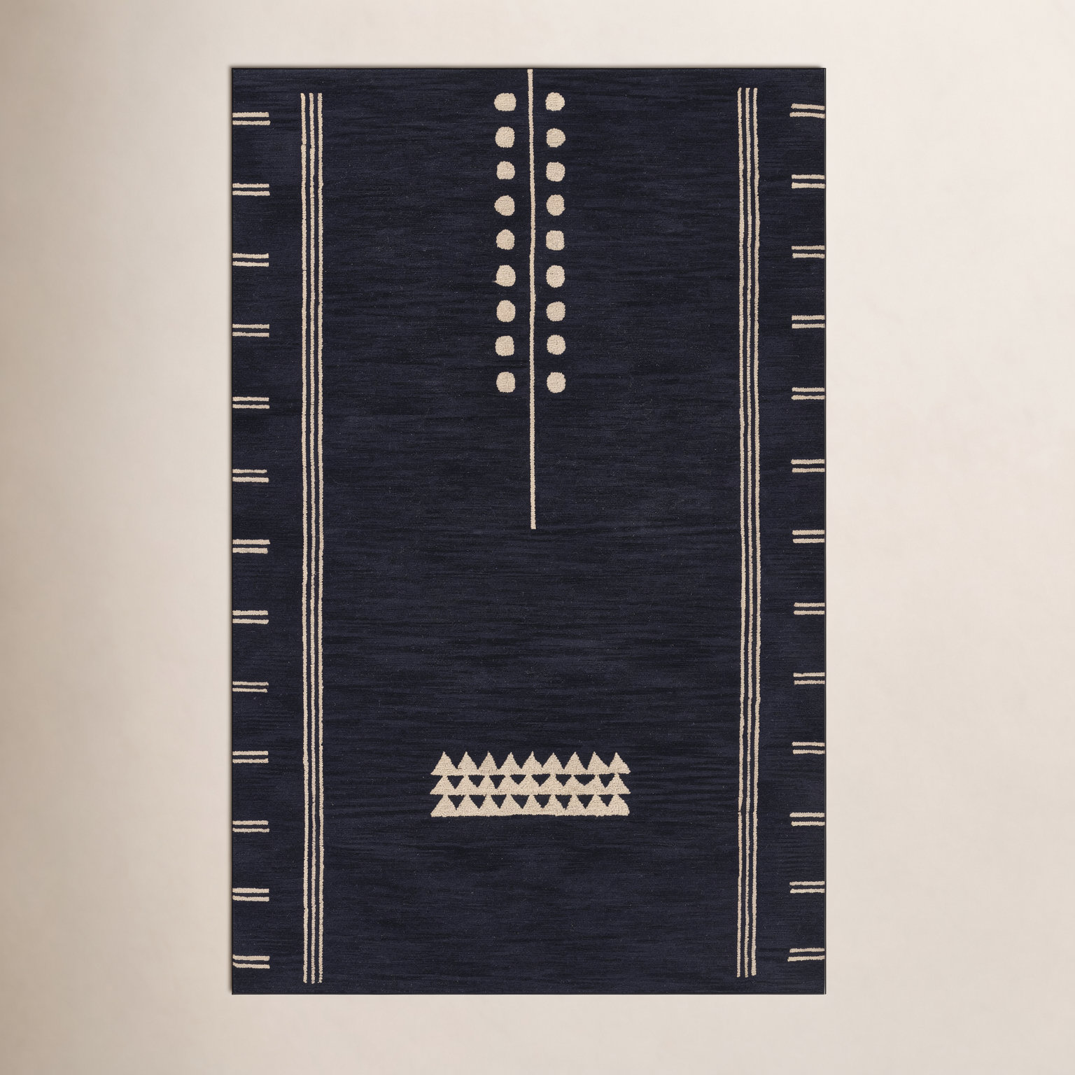 Sameer Navy Sand Hand-Tufted Wool Rug, Rectangle 3'6" x 5'6"