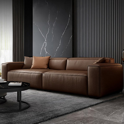 Coffee Genuine Leather Modular Sofa cushion couch