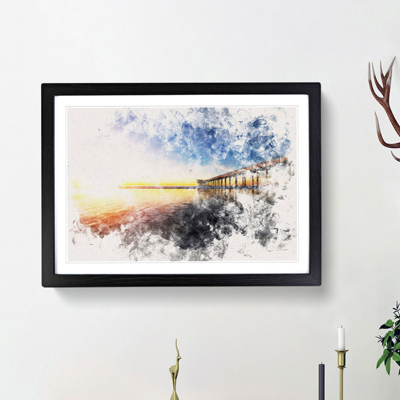 Pier in San Diego - Framed Print, 24cm H x 33cm W x 2cm D, Black Framed