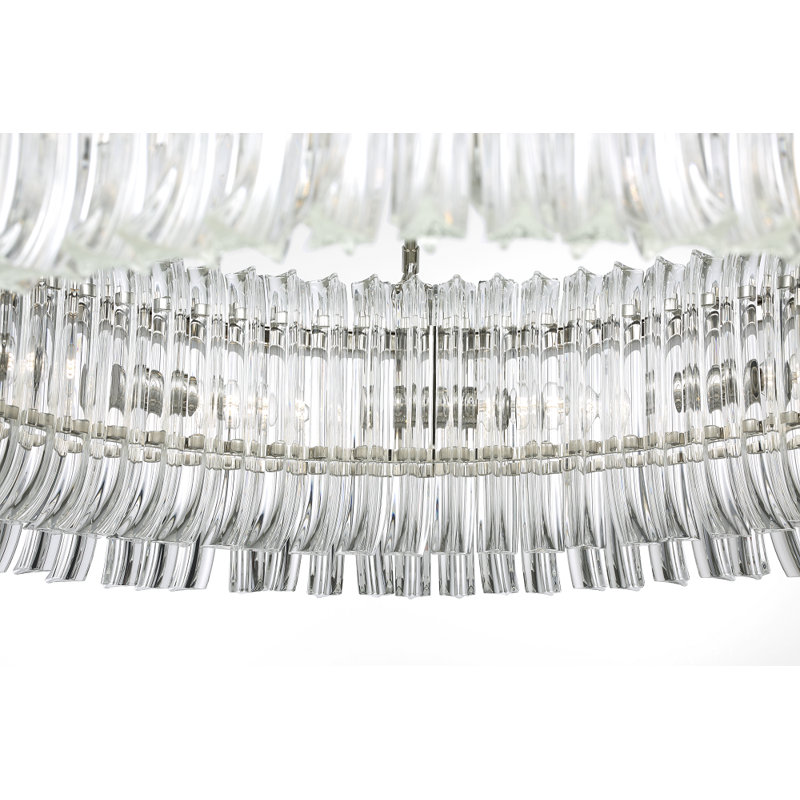 AERIN Rhine 36" Ring Chandelier with Crystal, Polished Nickel