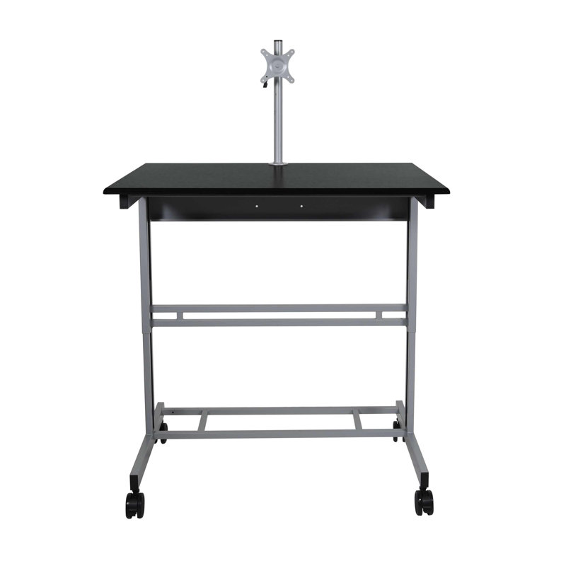 Bureau debout à hauteur réglable Zarella, H 42,75 po x l 39,25 po x P 28,5 po, Noir / Argenté