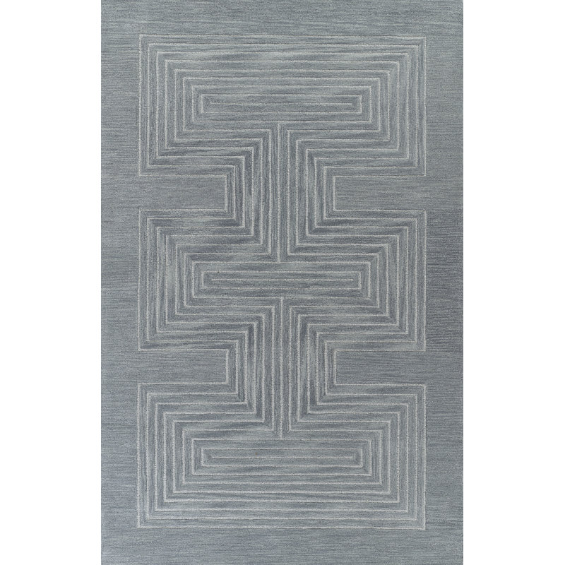 Tapis bleu en laine touffeté à la main Momeni Simba 9 pi x 12 pi, Rectangle 9 pi x 12 pi, Blue