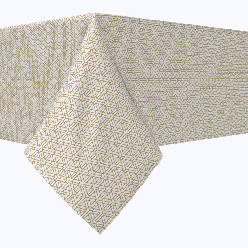 Rectangular Tablecloth, 100% Cotton, 52X104", Geometric Golden Design, 104" L x 52" W