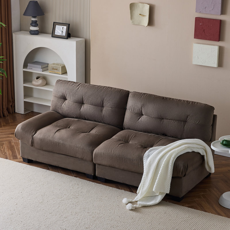 Causeuse en velours 80 po Cloud, Brun