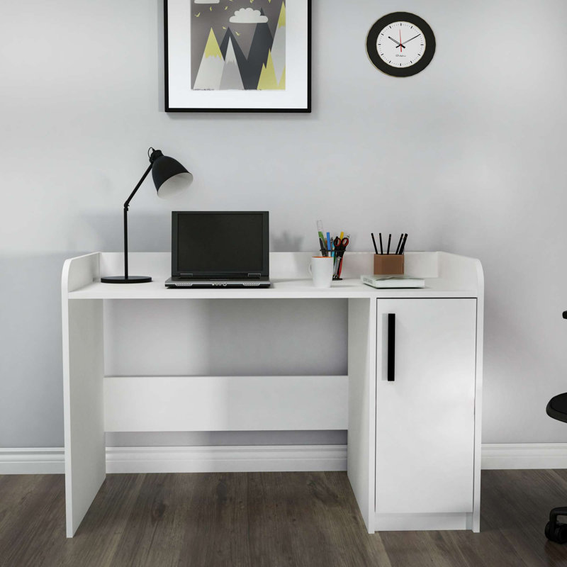 Bureau d'étudiant, H 83 po x l 123,6 po x P 60 po, Blanc