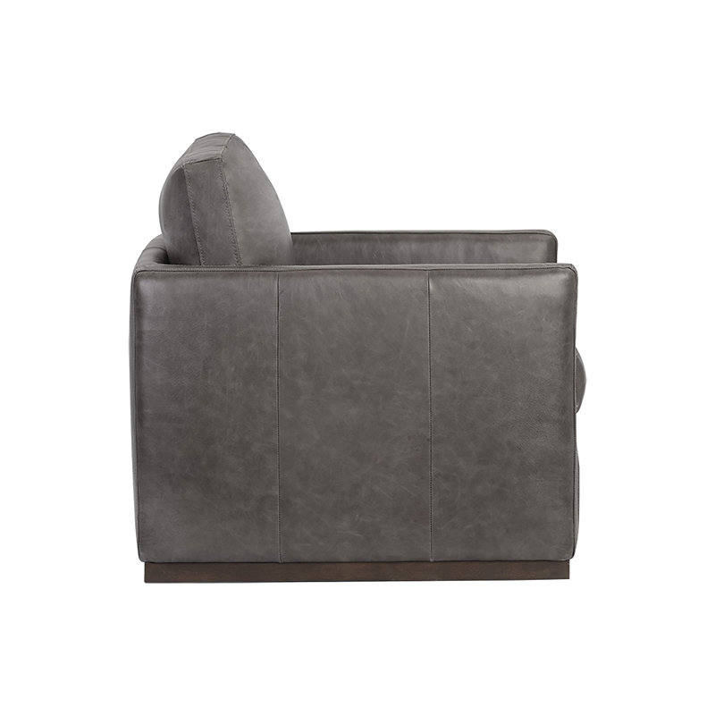 Portman Swivel Club Chair, Grey Genuine Leather