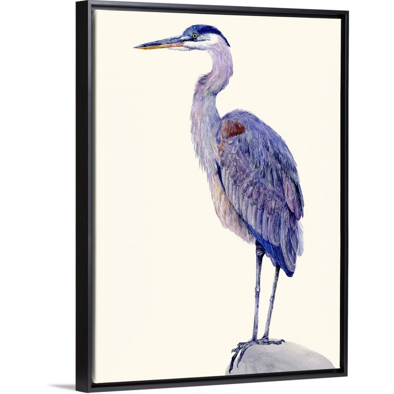 «Heron Study I», art mural sur toile, Toile encadrée noire, H 26 po x l 20 po x P 2 po
