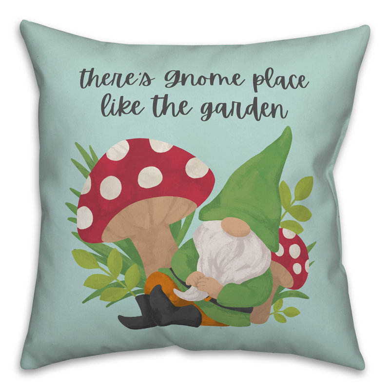 Housse et insert de coussin carré bleu Gnome Garden, 18 po x 18 po