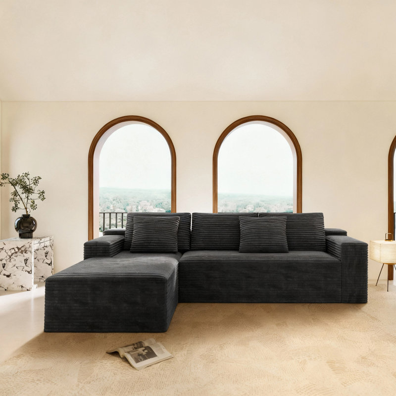Canapé modulaire 104,3 x 68,9 po, Gris, Orienté à gauche (vu de face)