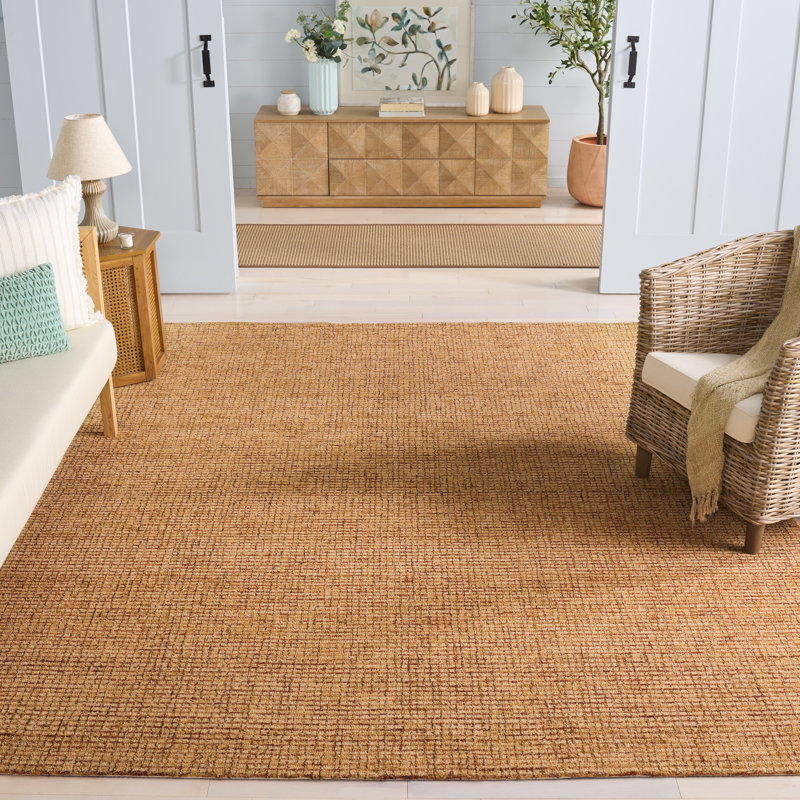 Pine 704 Hand Tufted Wool/Cotton/Latex No Pattern Rug in Natural/Gold, Rectangle 8' x 10'