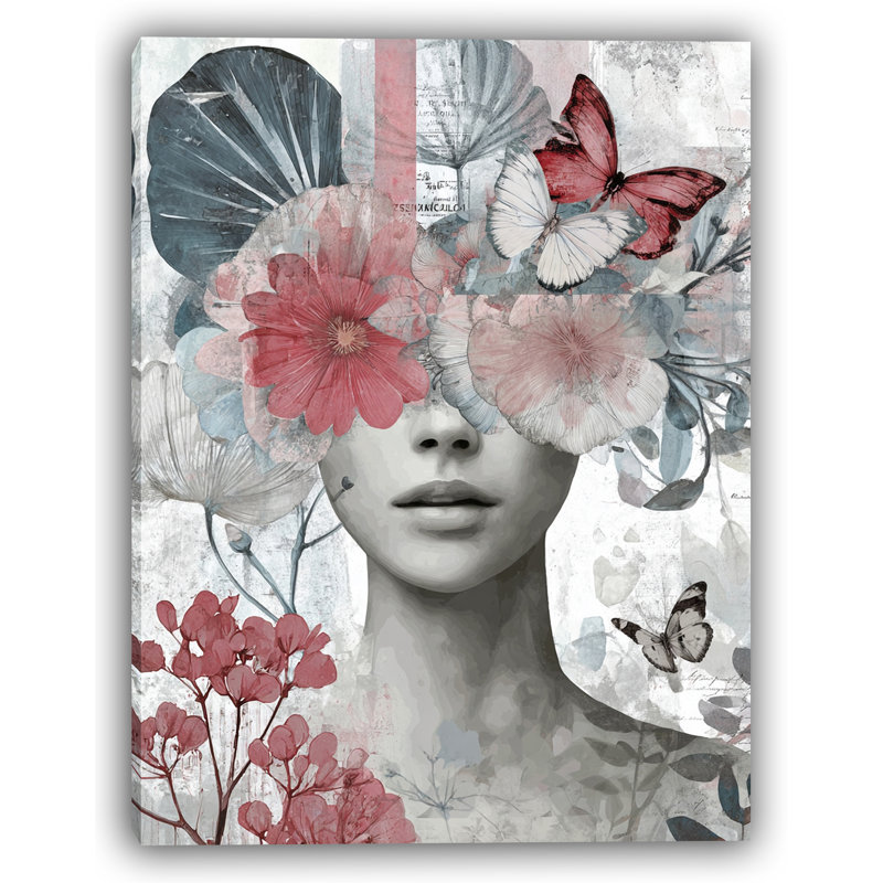 «Butterfly Bloom», art mural surréel de fantaisie florale
