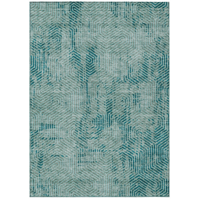 Tapis extérieur bleu sarcelle lavable 9 pi x 12 pi bleu sarcelle