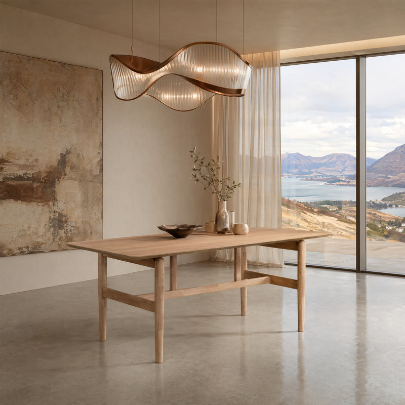 Hudson Mid-Century Wood Dining Table, Oak