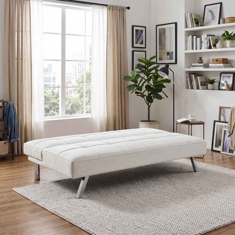 Canapé-lit convertible en tissu, futon multifonctionnel pliant pour salon, beige, Beige