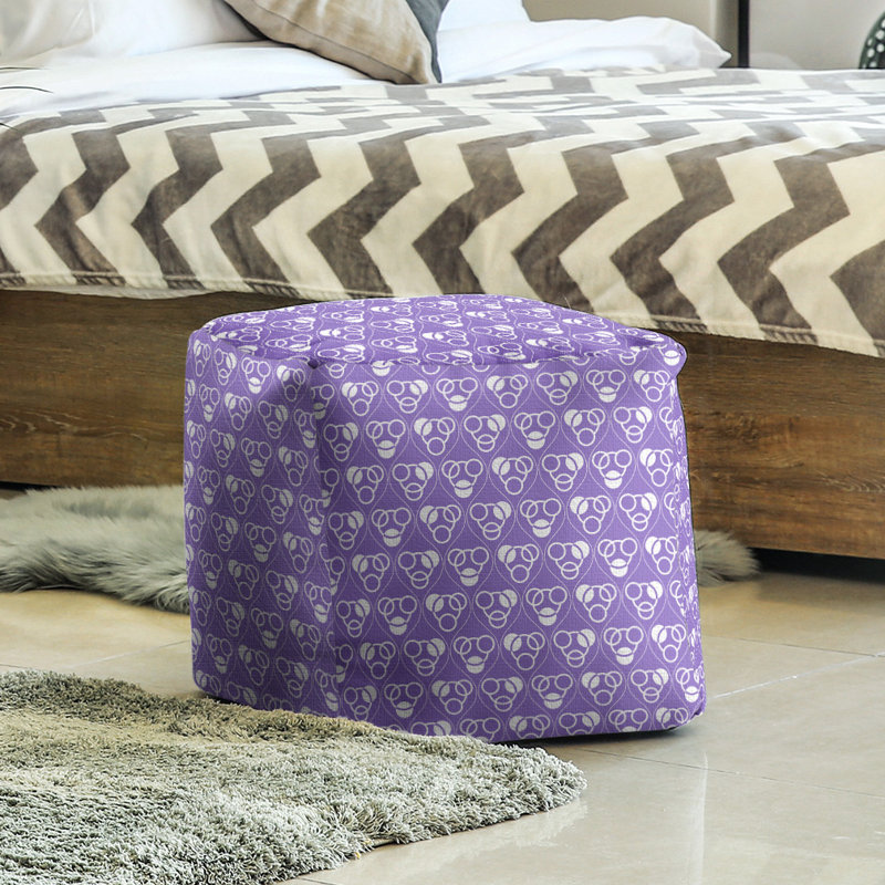 Repose-pieds à cubes classic circle ondulations, Mauve / blanc