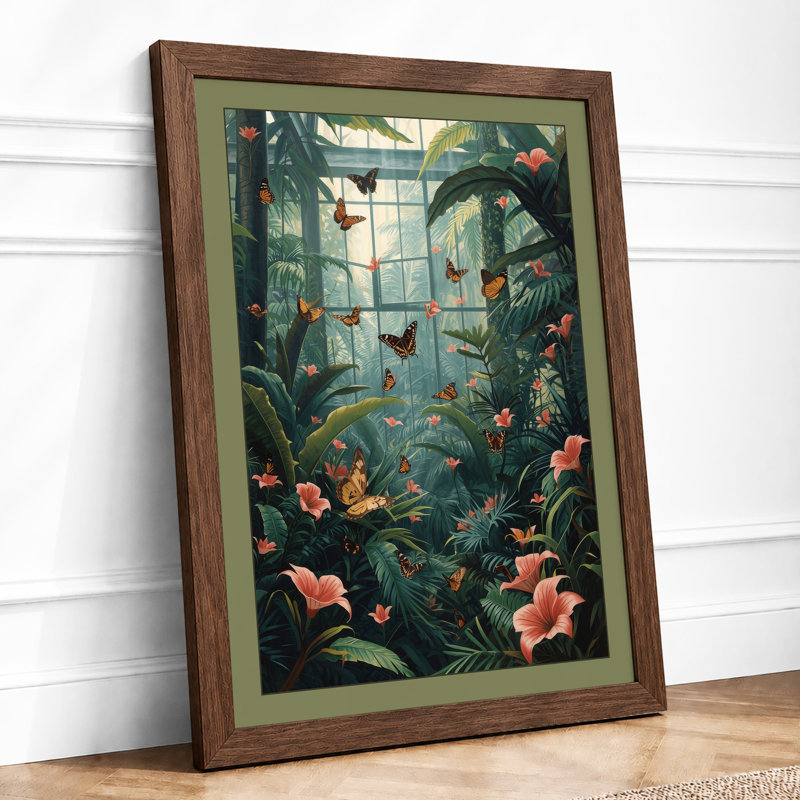 Greenhouse Eden Botanical - Framed Print, A2 - 59.4 x 42.0 cm, Walnut