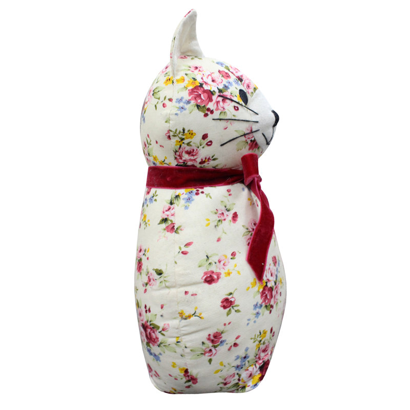 Floral Cat Fabric Door Stop