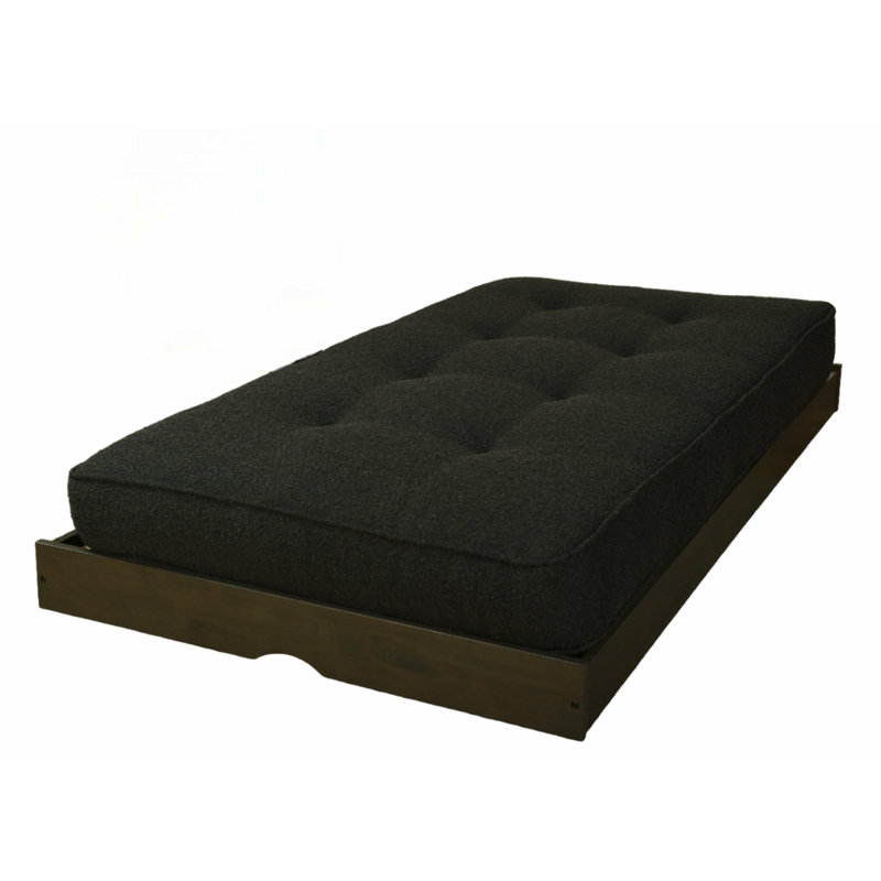 Alhamdi Solid Wood Pop Up Bed with Mattress, Graystone/Canton Black