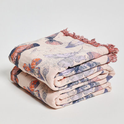 Jeté en coton tissé jacquard Butterfly