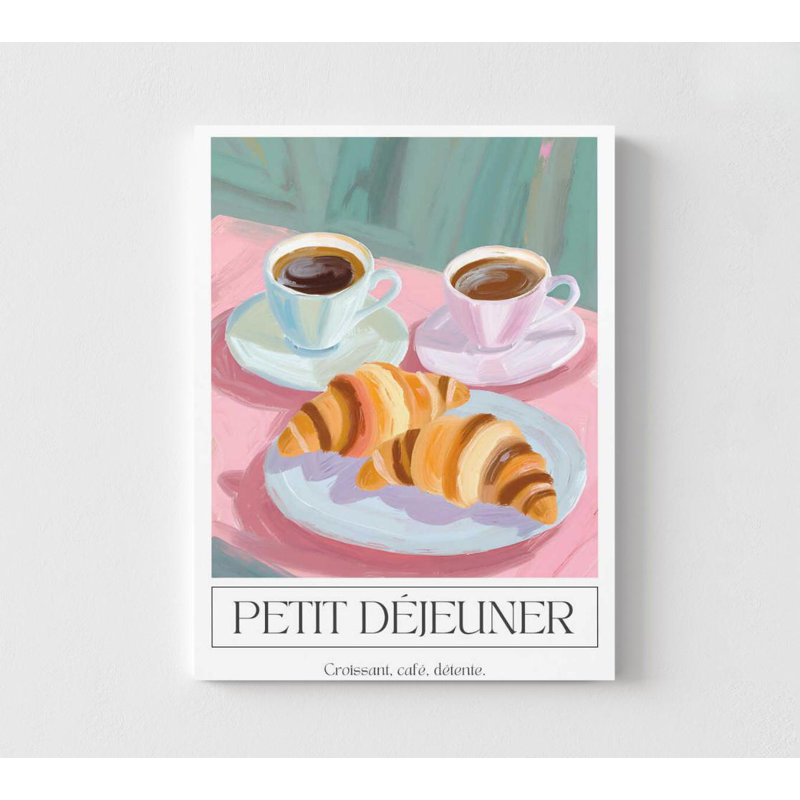 Petit déjeuner - French Café Breakfast, reproduction d'art, H 7 po x l 5 po, Ne s’applique pas, Impression sans cadre