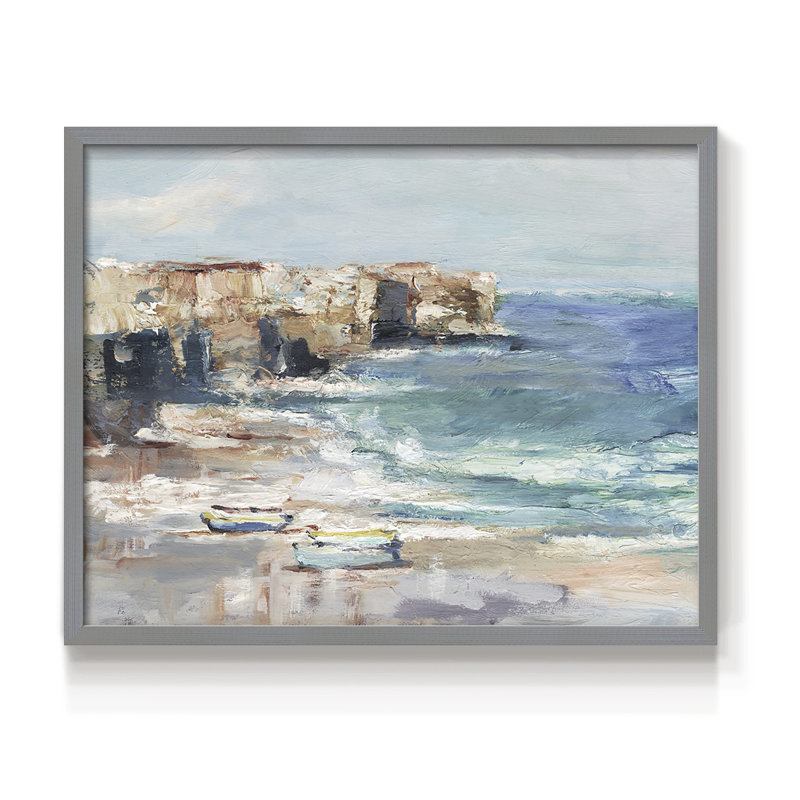Étude de falaise de mer I - impression encadrée - réaménageable, H 8 po x l 10 po, Gris