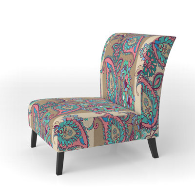 Fauteuil de chambre rembourré à motif cachemire bleu et rose