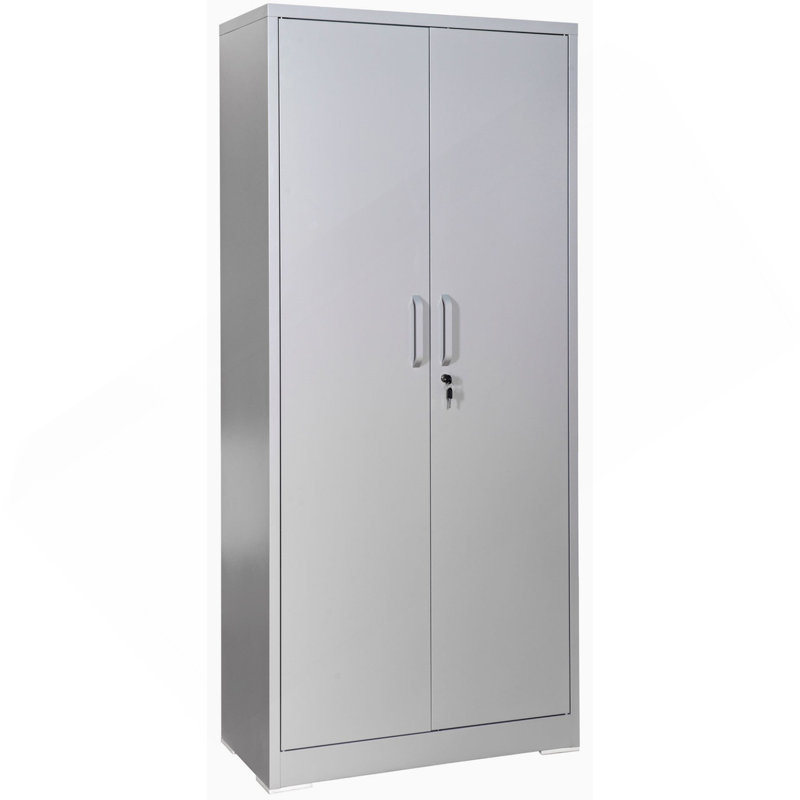Container Furniture Direct Ironclad 71" Metal Storage Cabinet With Locking Doors And 4 Adjustable Shelves, Heavy-Duty Steel Cabinet For Garage, Laundry, Office, Or Warehouse, Gray