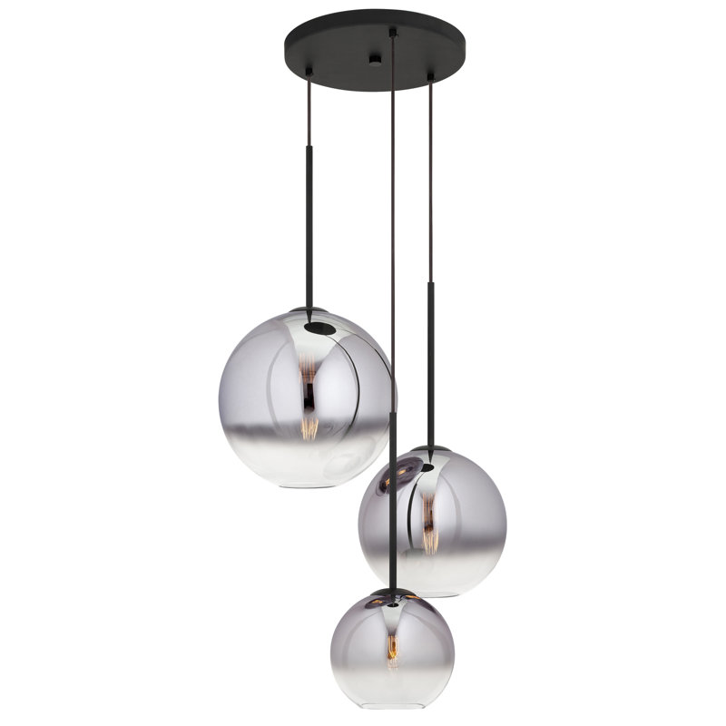 Luminaire suspendu sphère 3 lumières Azlin, 115" H x 17.25" W x 19.5" D, Noir