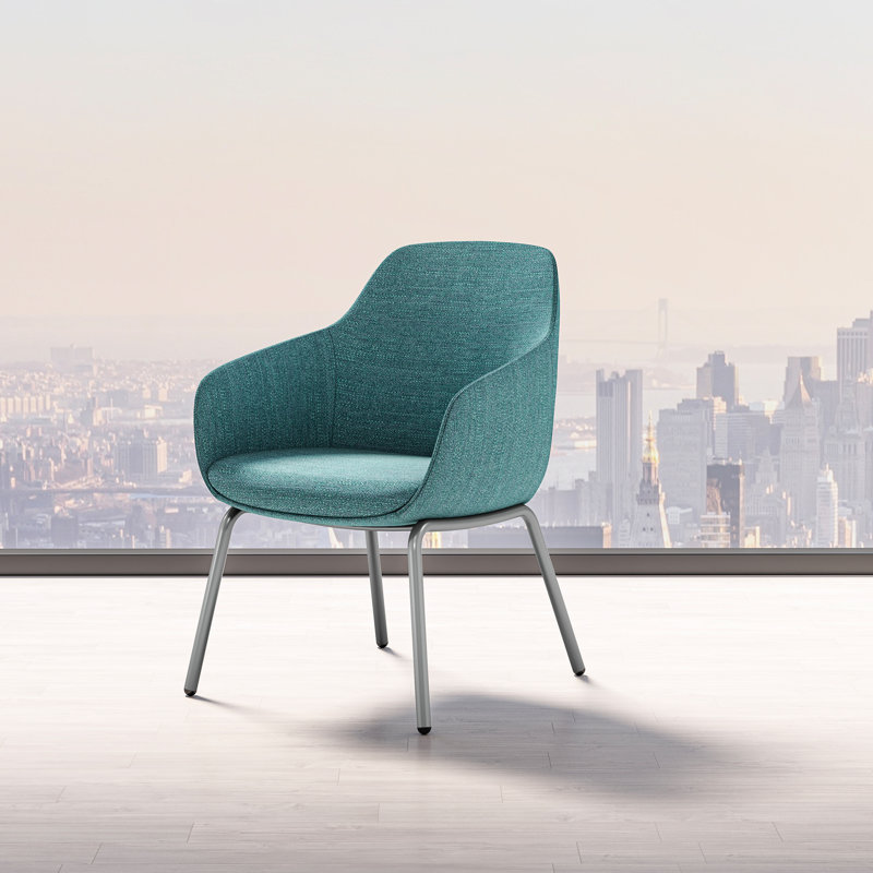 Lilly Upholstered Armchair with Metal Legs from 9to5 Seating, Silver, Blue Polyester Blend 
