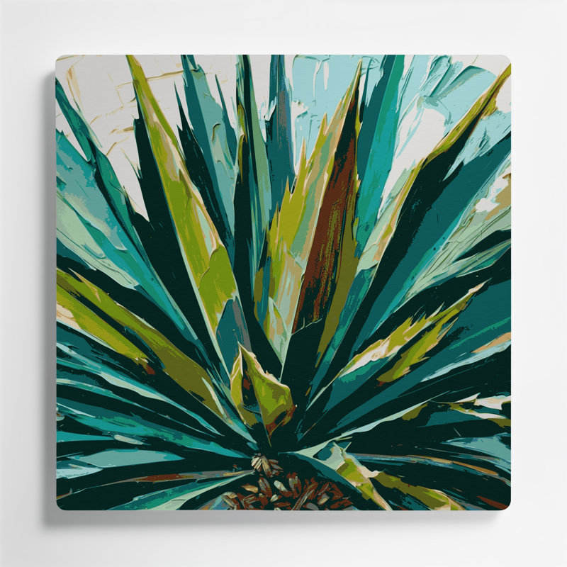 Yucca botanique vert, art mural en métal, 32" H x 32" W
