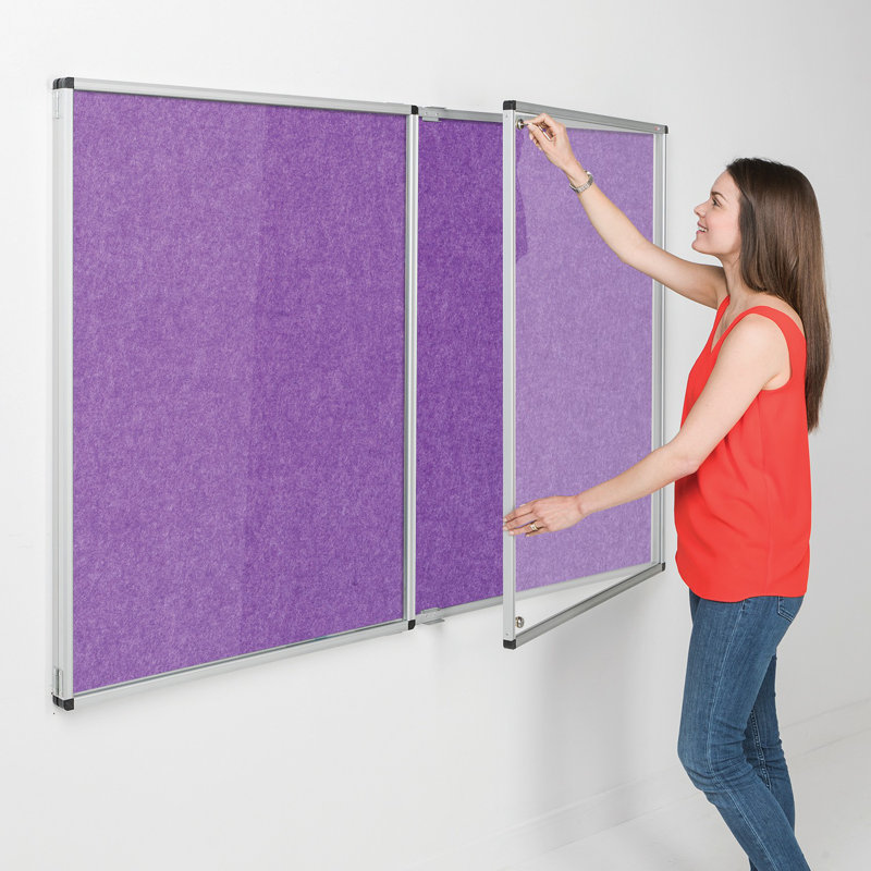 Wall Mounted Bulletin Board, Purple, 120cm H x 240cm W