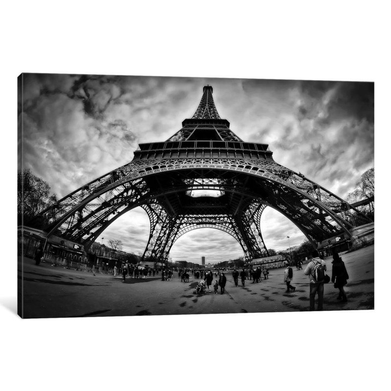 Eiffel Apocalypse B And W by Sebastien Lory - No Frame Print on Canvas, 101.6 cm H x 66.04 cm W x 1.91 cm D