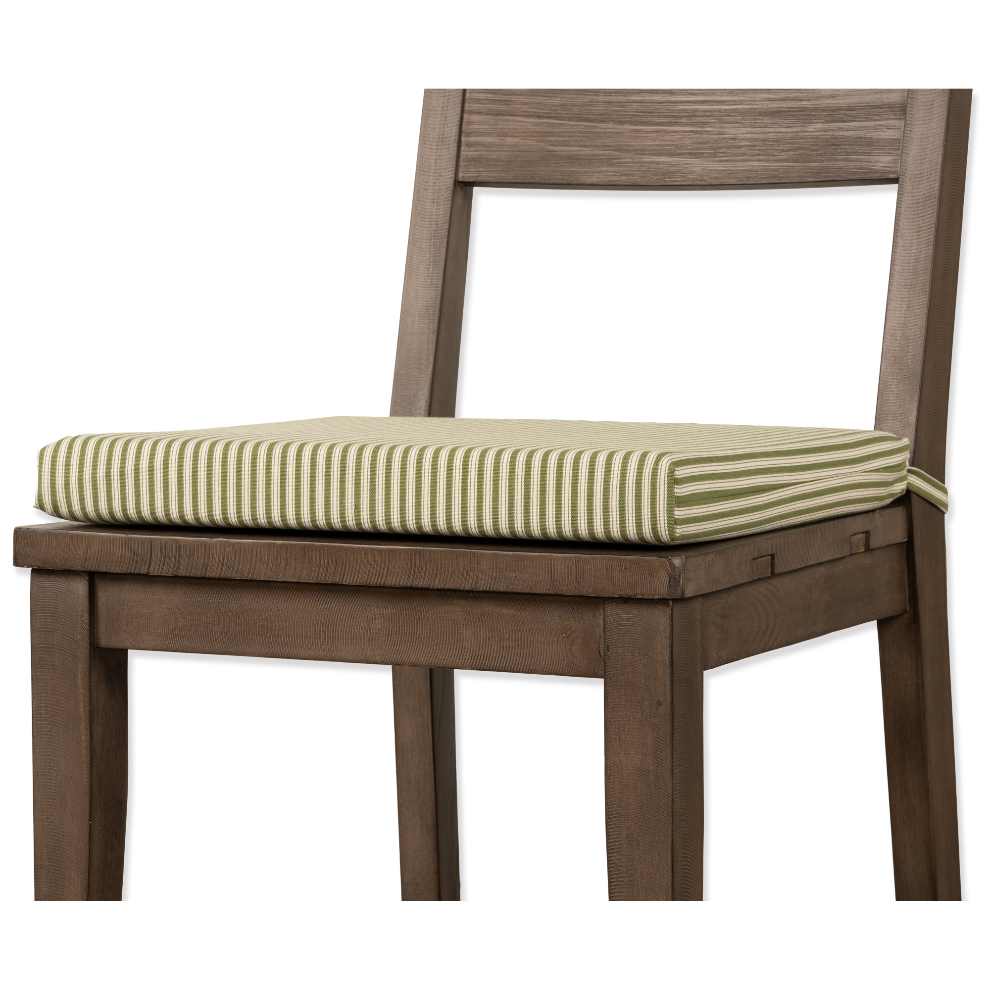 Birch Lane Polo Stripe 2" Dining Chair Seat Pad with Ties, White/Green